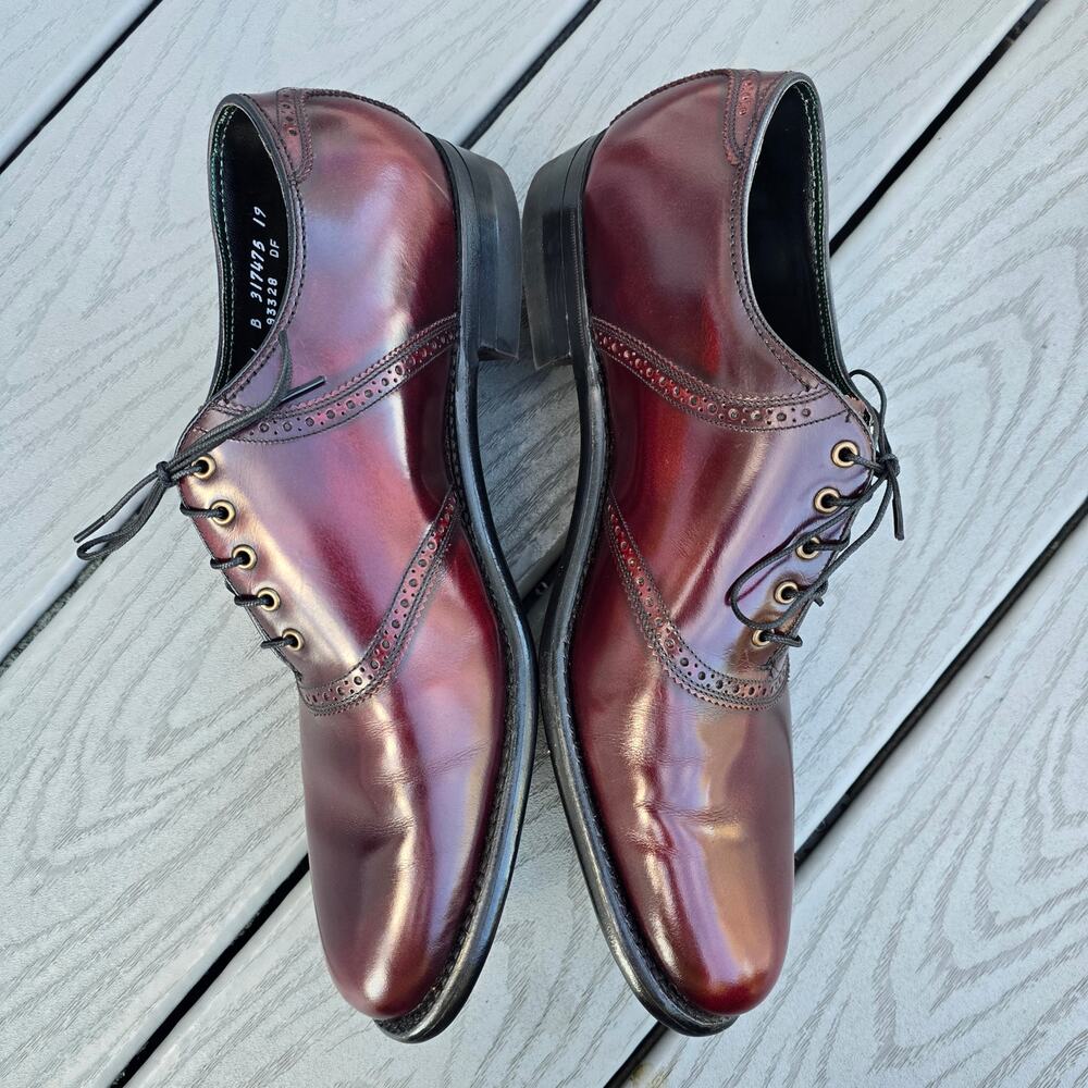 Florsheim Imperial Leather Oxford brogue Cap Toe dress Shoes Burgundy, Size 11 - Picture 2 of 9